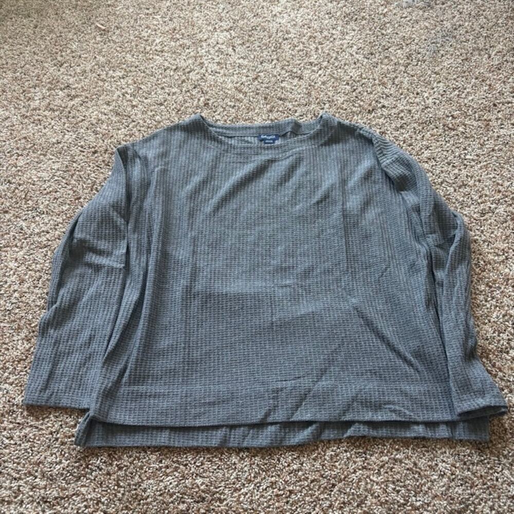 Splendid Size Large Gray Waffle Knit Top / Sweater Thermal Long Sleeves Casual